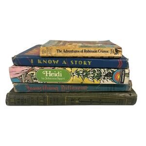 Vintage Book Lot Of 5 Children’s Kids Hardcover Prop Decor Distressed Colorful